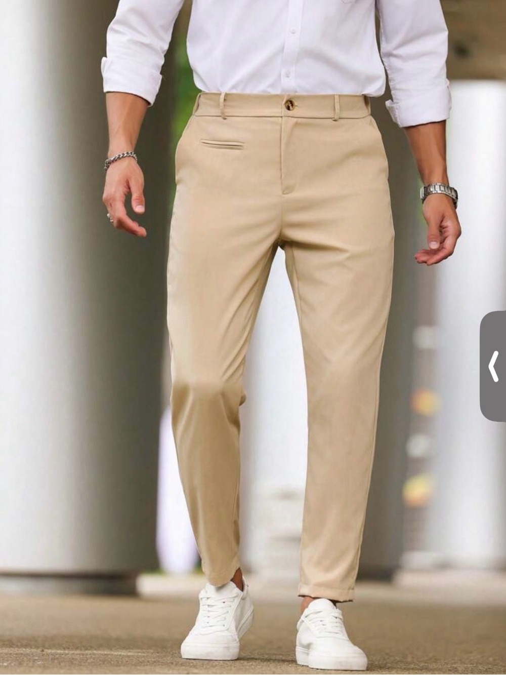 Men's Slim Fit Chino Pants in Beige